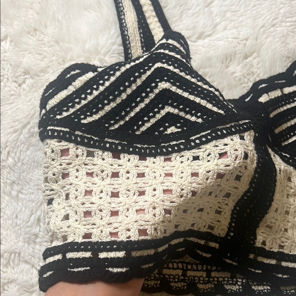 Jason Wu Black and cream Crochet Crop Top - Picture 4 of 8